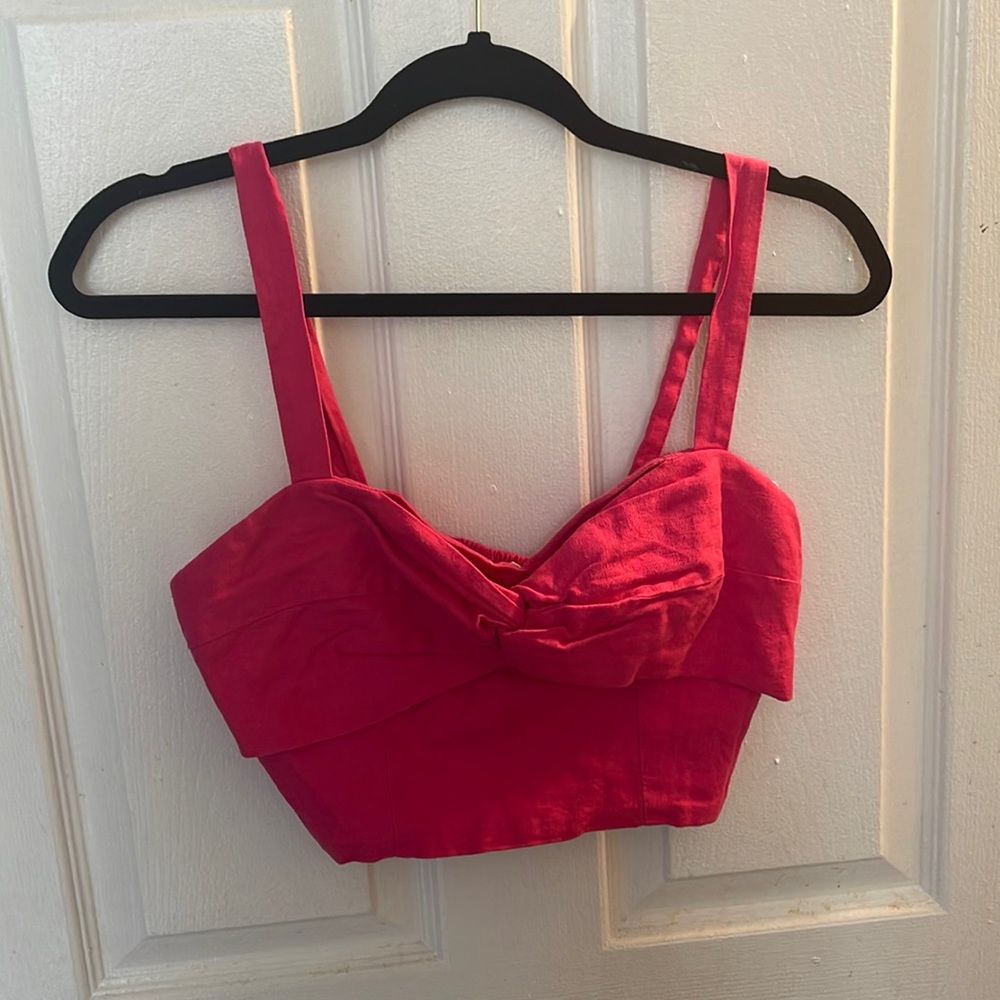 Bright pink cropped tank top